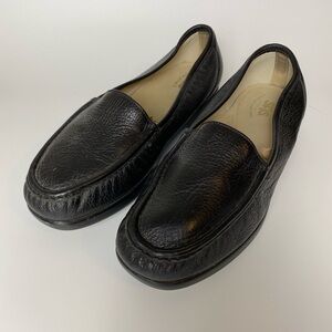 SAS 11 Wide Black Leather Loafers, Women’s Comfort, Slip On Shoes
